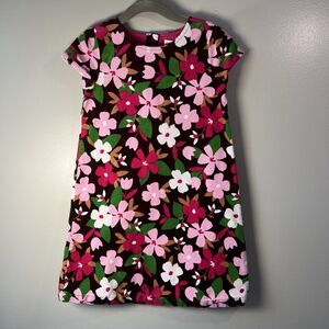Gymboree‎ Girls Brown Short sleeve Corduroy Dress w pink florals, size 5T